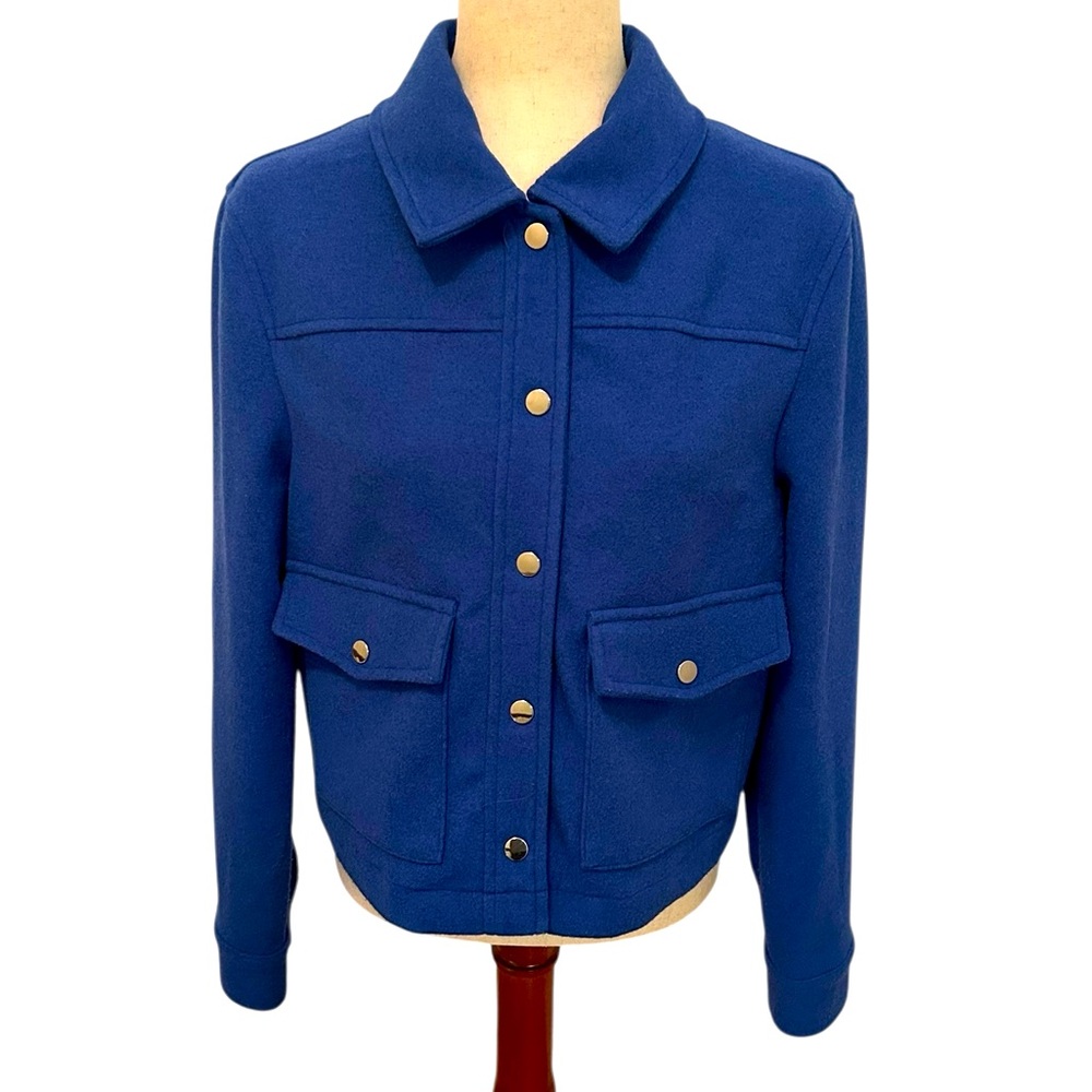 JOIE Felted‎ Blazer Jacket Blue Snap Buttons Sz Med